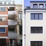 links: vor der Maßnahme | WIRUS Kunststoff-Fenster MD73 | Rahmen: 5-Kammer-System, 73 mm Bautiefe, Uf-Wert 1,3W/m²K | Glas: 3-fach-Wärmeschutz-Glas, Ug-Wert 0,6 W/m²K, WK-2 Beschlag | WIRUS Haustür mit Seitenteil Thermo Top, 84 mm Bautiefe, thermisch getrenntes Aluminium-Profil, 3-fach Verglasung mit Verbundsicherheitsglas außen | Montage: RAL-Montage LOBO Zimmertürelemente und Wohnungseingangstüren, Schließanlage, Laminat- Fußböden verlegt, HÖRMANN Garagensectionaltor mit E-Antrieb