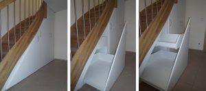 DOLLE Geschosstreppe mit Edelstahl/ Glasgeländer Unterhalb der Kellertreppe ist der Raum gut genutzt: Einbauschrank